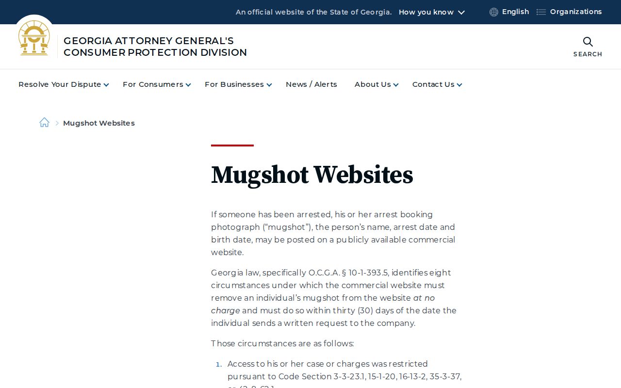Georgia mugshot removal information for Jones County released booking photos